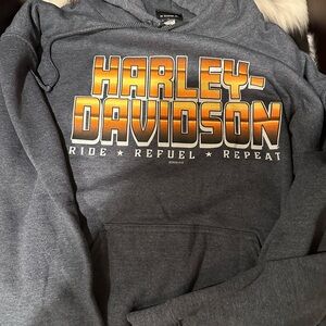 Harley-Davidson Gray and Orange Hoodie